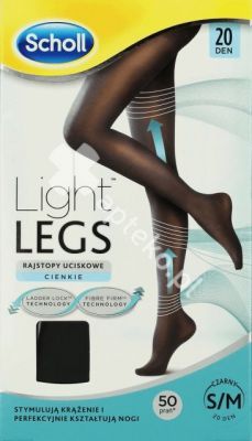 Scholl Light Legs,rajst.ucisk,cienkie (20DEN),r.S/M,czarne